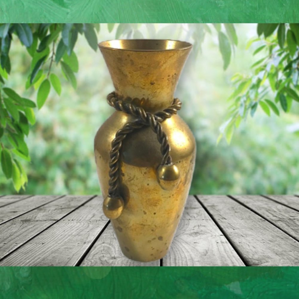 ⤵️Vintage solid Brass vase With Rope Desi… - Picture 3 of 11